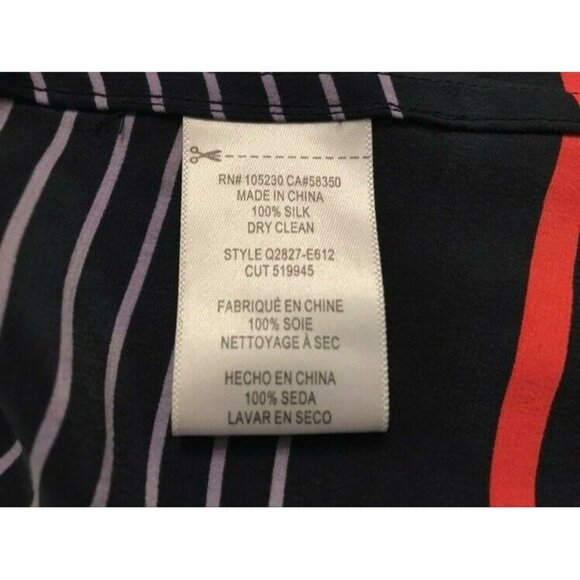 EQUIPMENT FEMME Short Sleeve Silk Signature Shirtdress Size XS Blue Red Striped - Picture 7 of 7